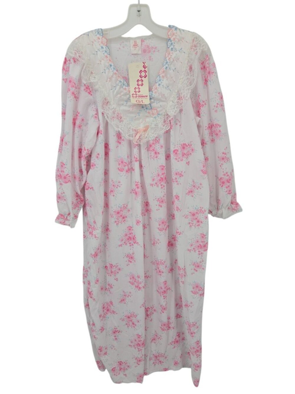 NWT Vintage Nightgown Lingerie Size L Marny Floral Made in Canada NOS Grannycore